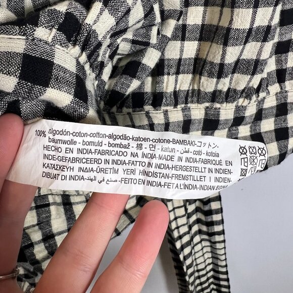 Zara Womens Check Plaid Crop Top Size L Academia Preppy‎ Gauzy Balloon Sleeves - Picture 11 of 11